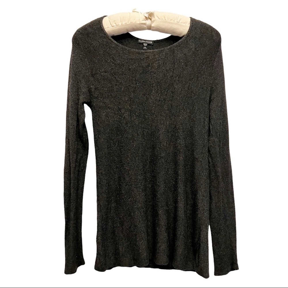 Eileen Fisher Italian Yarn Charcoal Gray Long Sleeve Top Size XS